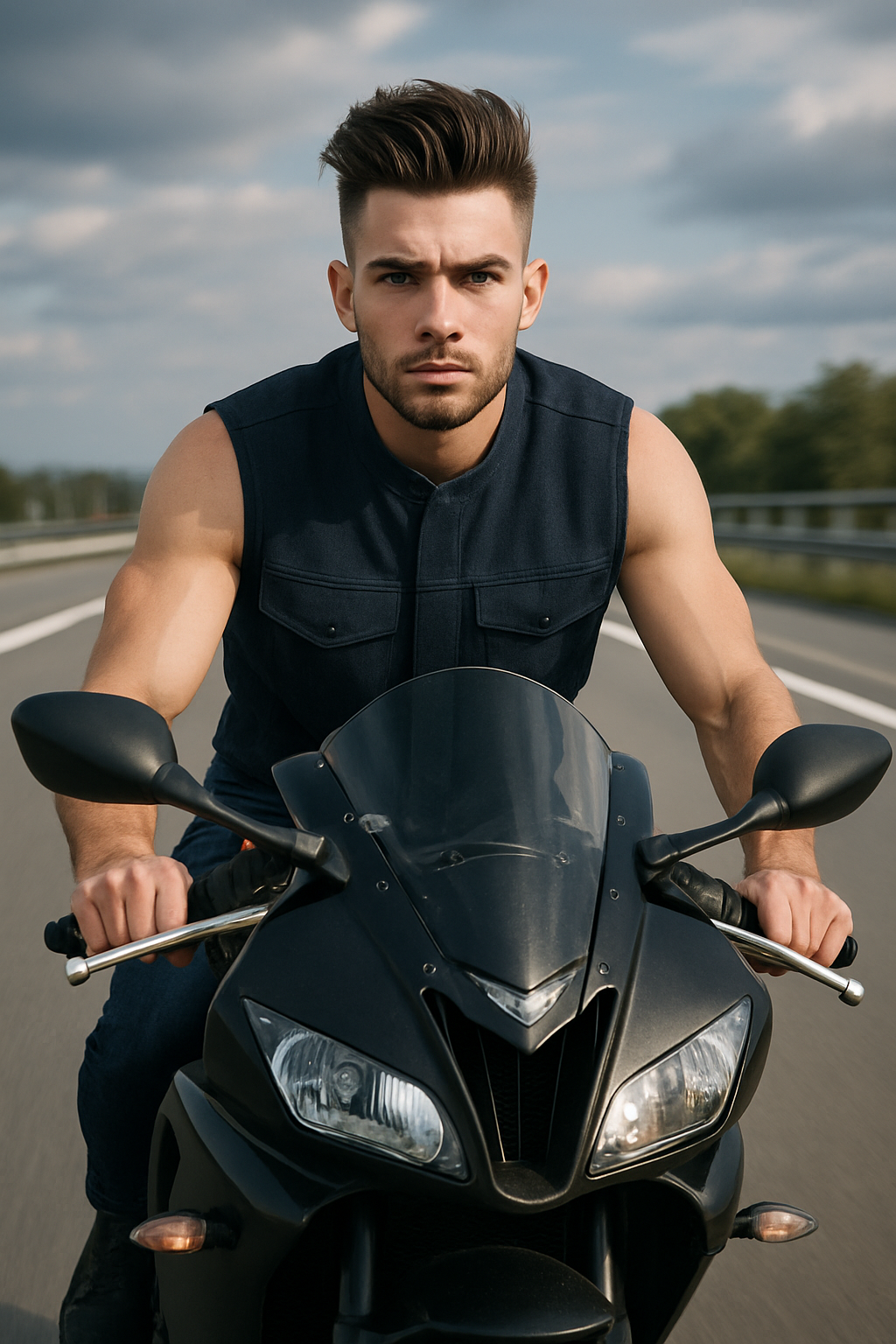 Midnight Forge – Men's Motorcycle Denim Vest