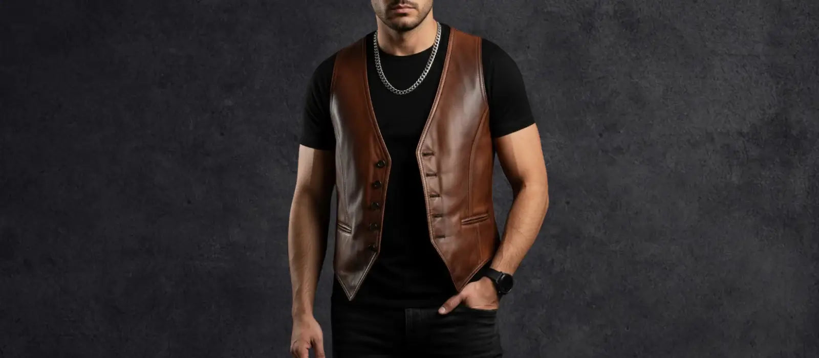 Mens Vest Leather