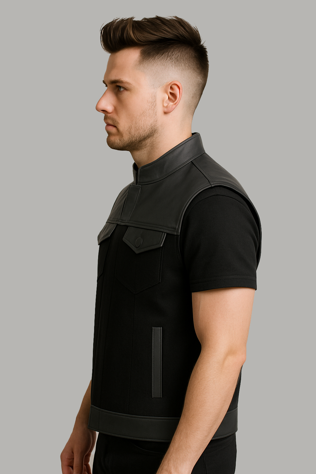 Darkrange - Men's Motorcycle Denim/Leather Vest