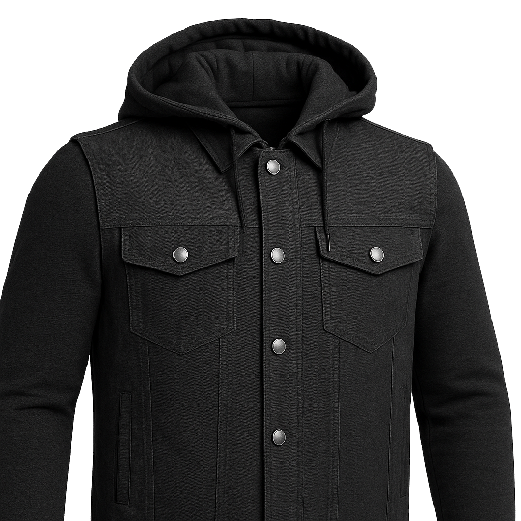 Ashmark – Men's Motorcycle Denim Vest & Hoodie