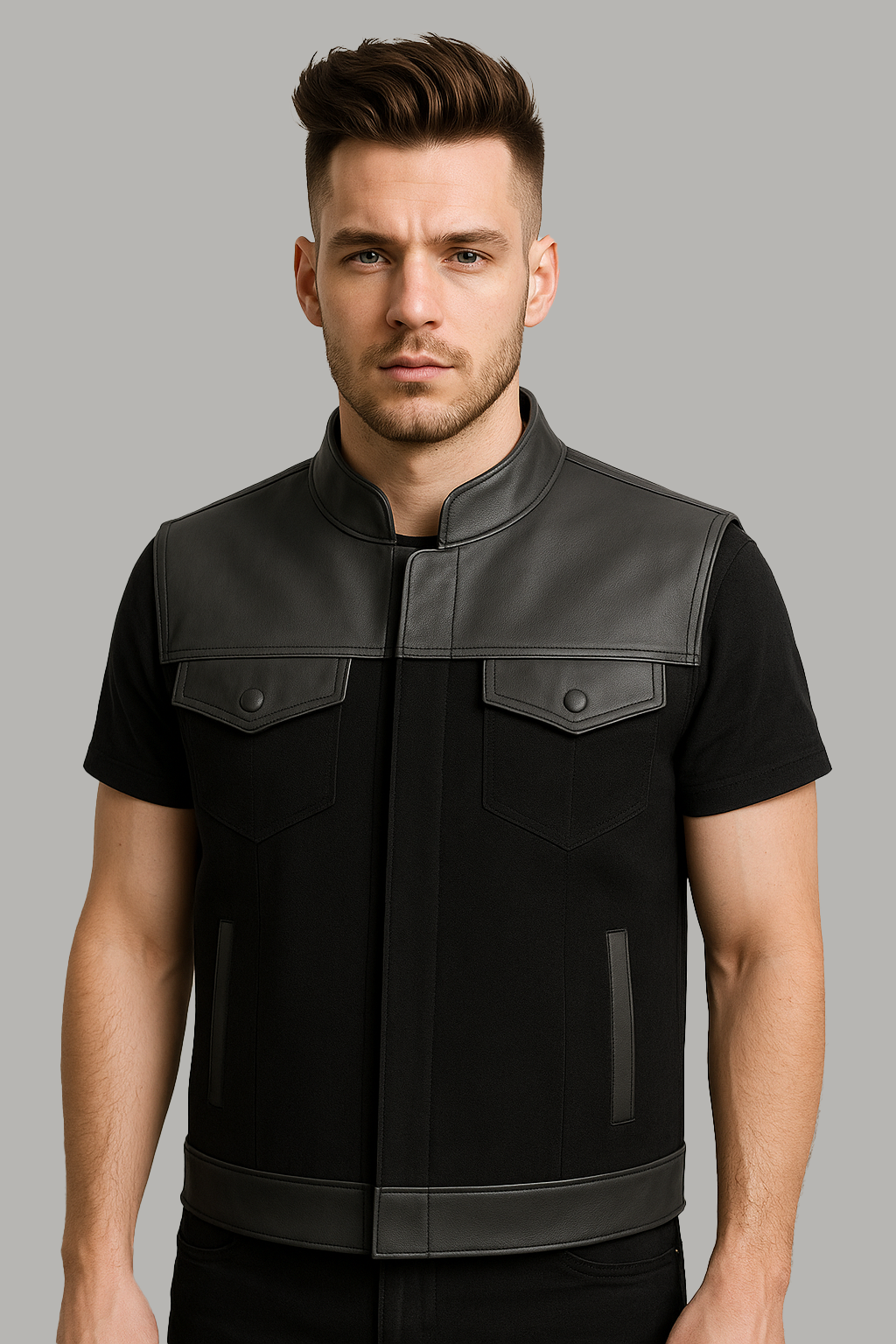 Darkrange - Men's Motorcycle Denim/Leather Vest