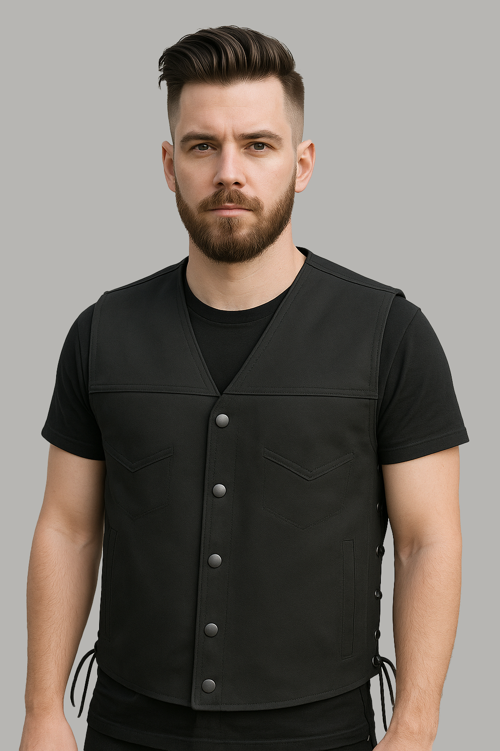 Black Phantom - Men's Motorcycle Twill Vest