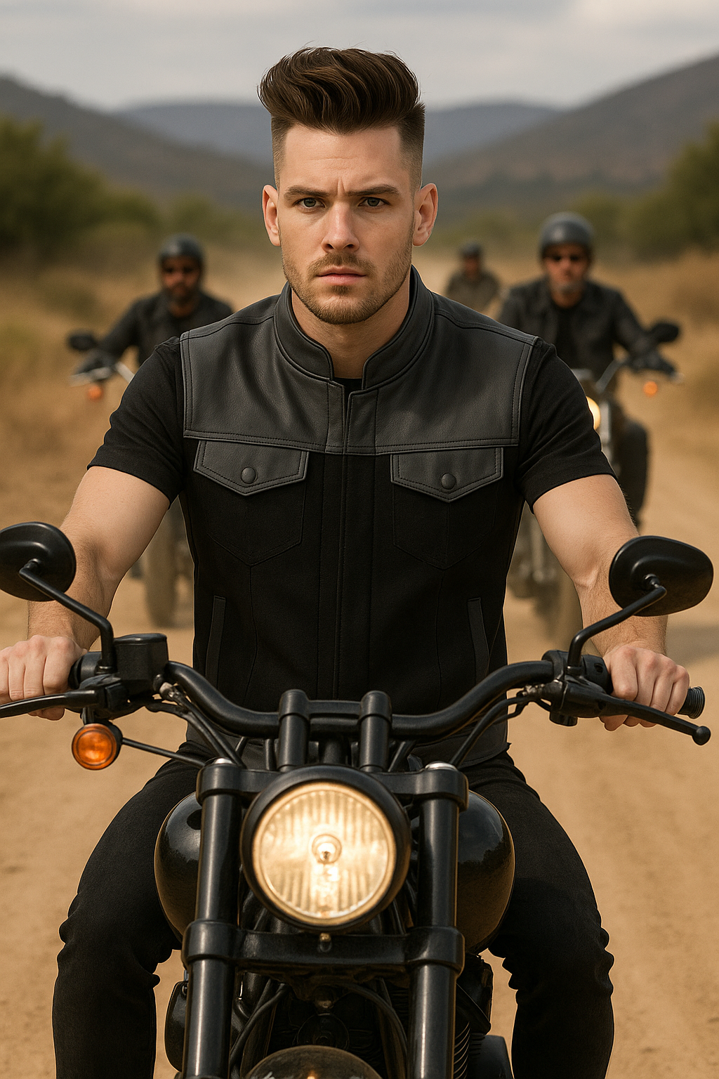 Darkrange - Men's Motorcycle Denim/Leather Vest