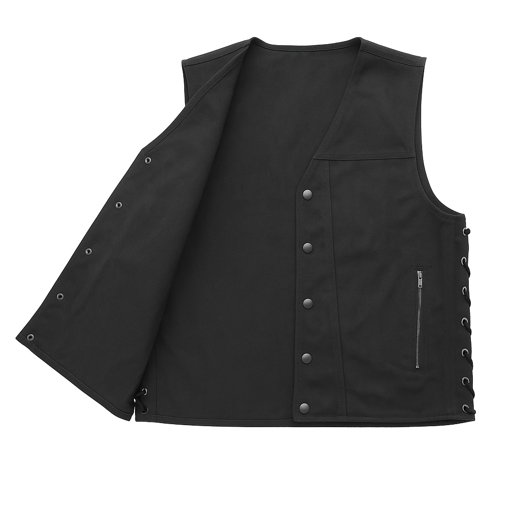 Black Phantom - Men's Motorcycle Twill Vest